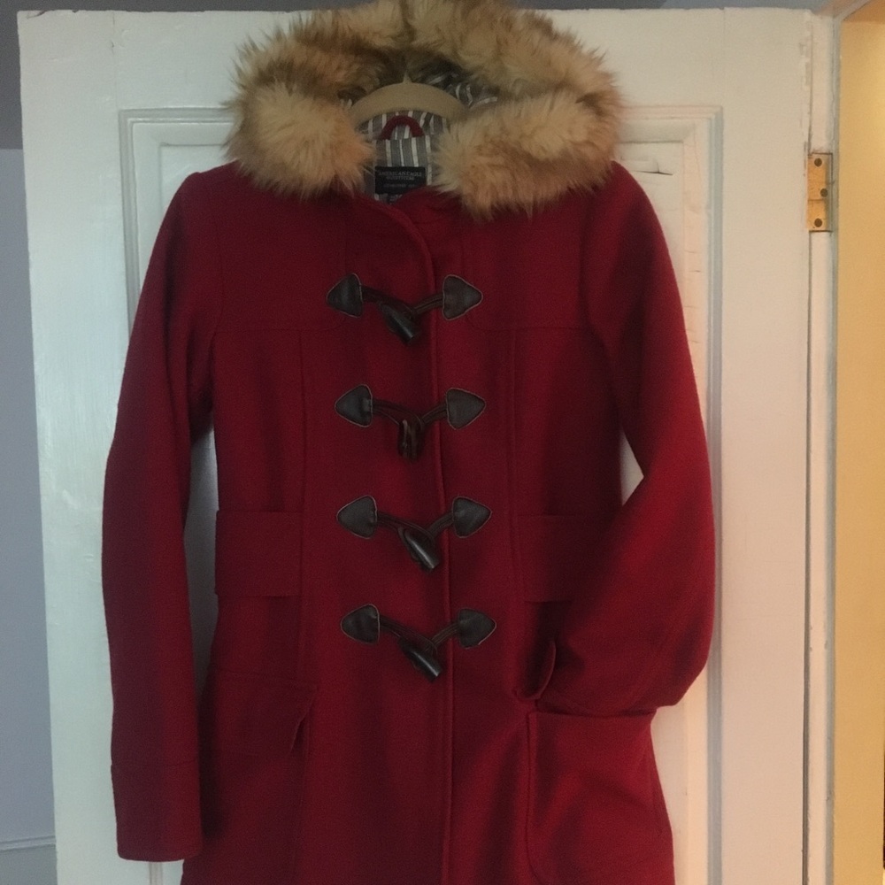 AEO Wool Coat w/ removable faux fur